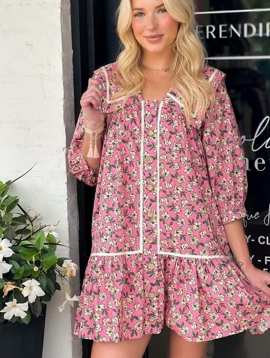 entro Dresses & Skirts - Entro Cottagecore Retro Prairie Coquette Coastal Floral Ruffle Hem Dress Size Sm